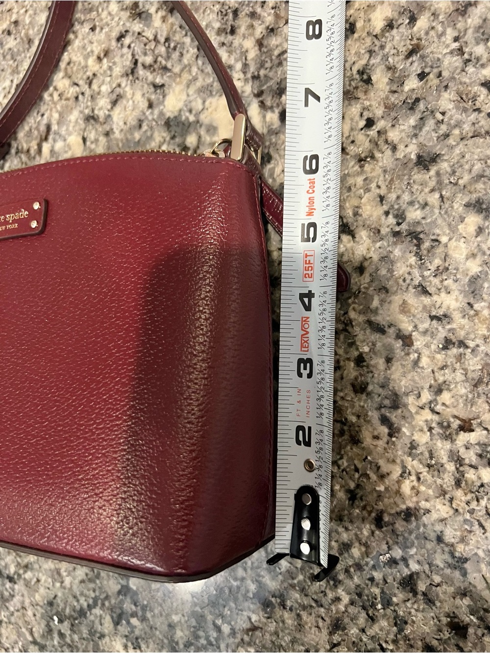 kate spade burgundy pebble leather crossbody with gold hardware - Picture 10 of 11